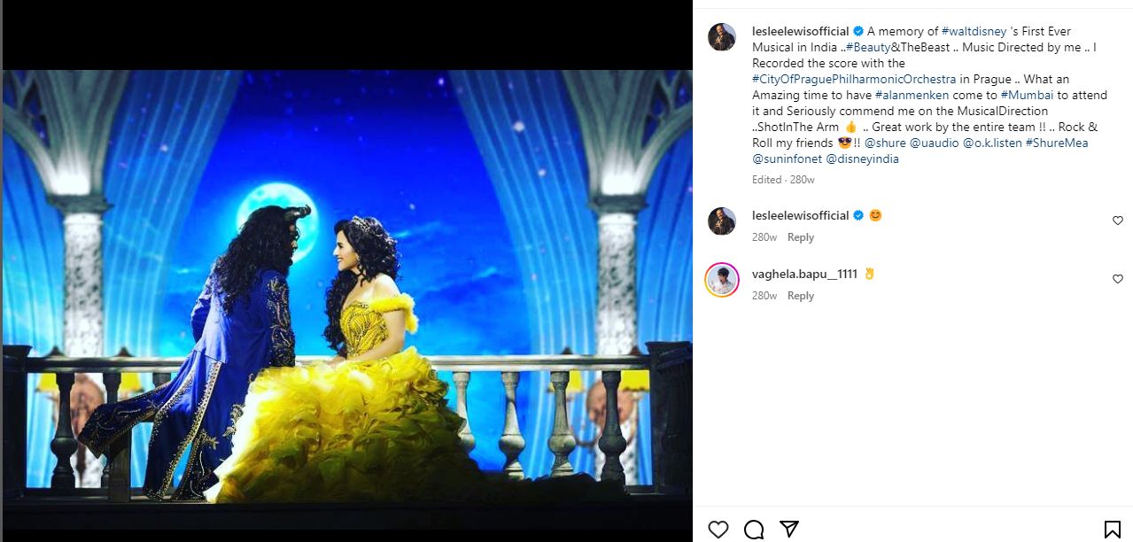 والٹ ڈزنی کے لیے اپنی میوزیکل کمپوزیشن کے بارے میں لیسلی لیوس کی انسٹاگرام پوسٹ