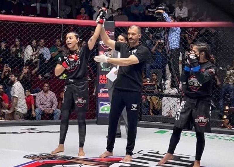 Eman Falcon Khan after winning HUFC's Super Fights (2023)