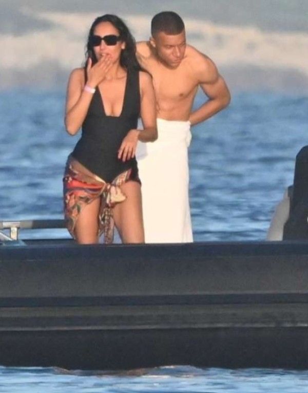 Kylian Mbappe and his girlfriend Ines Rau