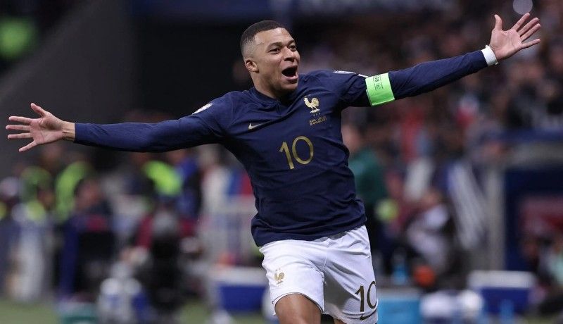 Kylian Mbappe playing for the French national team