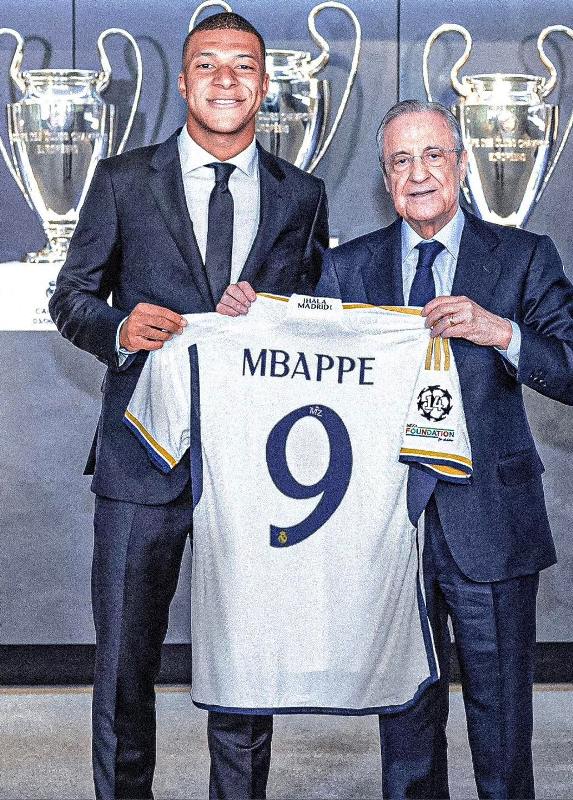 Real Madrid's Kylian Mbappe jersey number 9