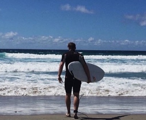 Rocky Ferguson practicing surfing