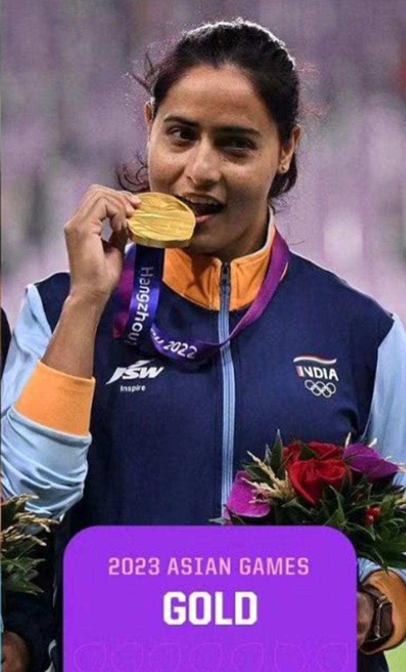 Annu Rani after winning the 2023 Asian Games
