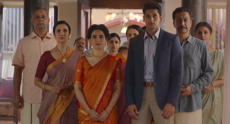 Purnendu Bhattacharya (second from right) in a still from the Hindi film titled 'Meenakshi Sundareshwar' (2021).