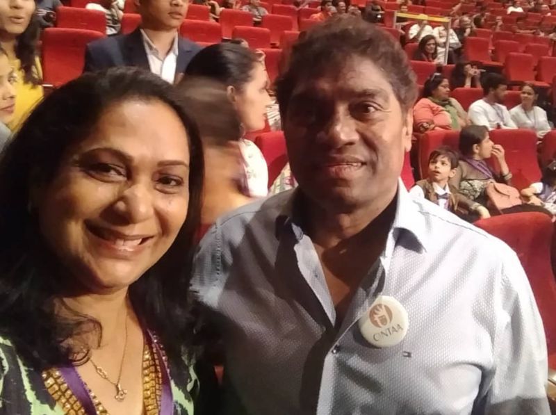 Indian actors Johnny Lever and Annapurna Bhairi