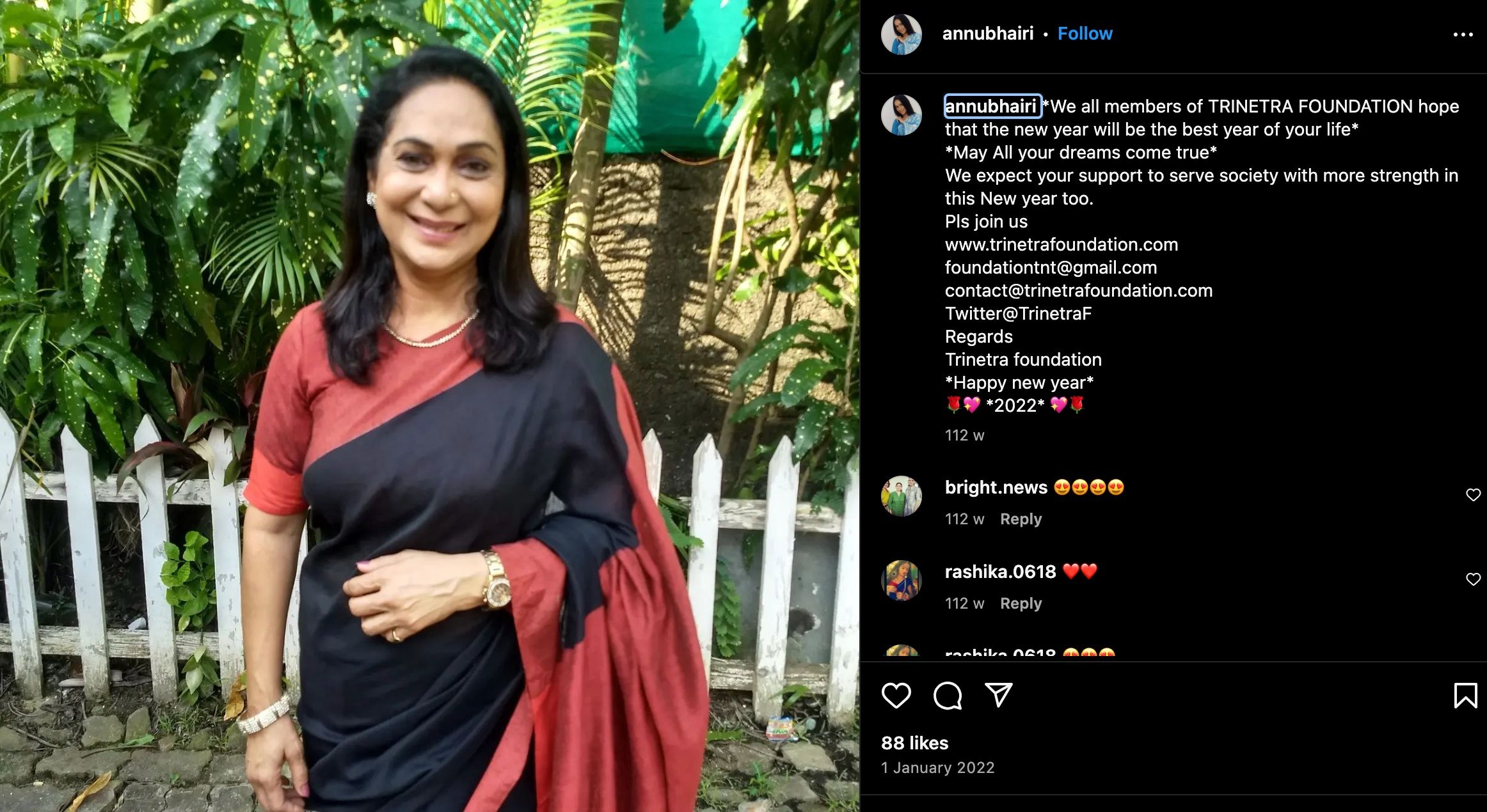 Happy New Year on behalf of Trinetra Foundation in Annapurna Bhairi's Instagram post