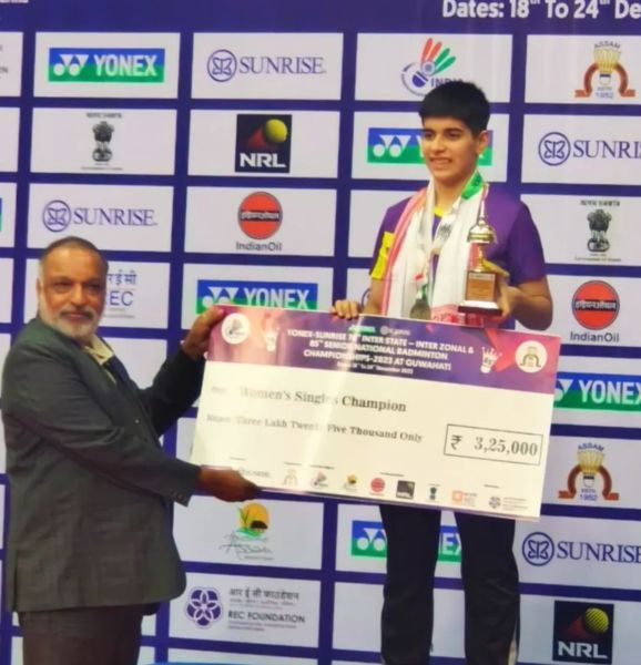 Anmol after winning the 85th National Senior Badminton Championships in 2023