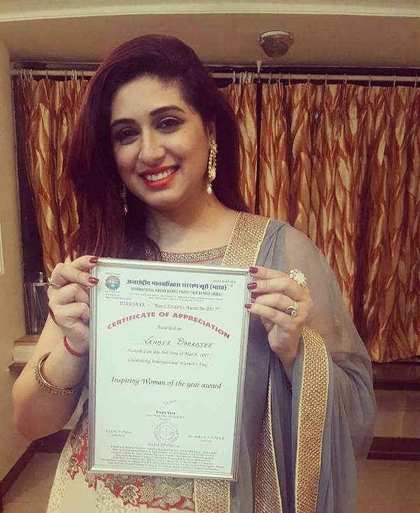 Vahbiz Dorabjee Certificate of Appreciation