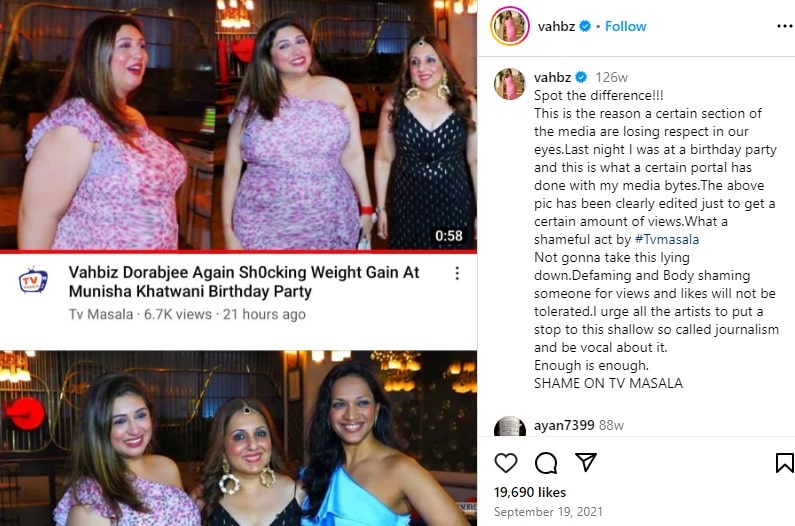 Babiz Instagram post about fake photos distributed by a media outlet in 2021