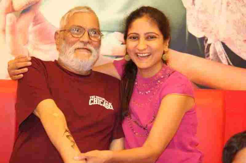 Anuradha Acharya with her father.