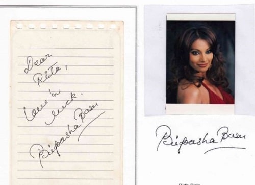Bipasha Basu's autograph