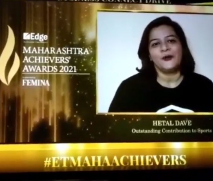 Still from Hetal Dave's acceptance speech at Maharashtra Achievers Awards 2021