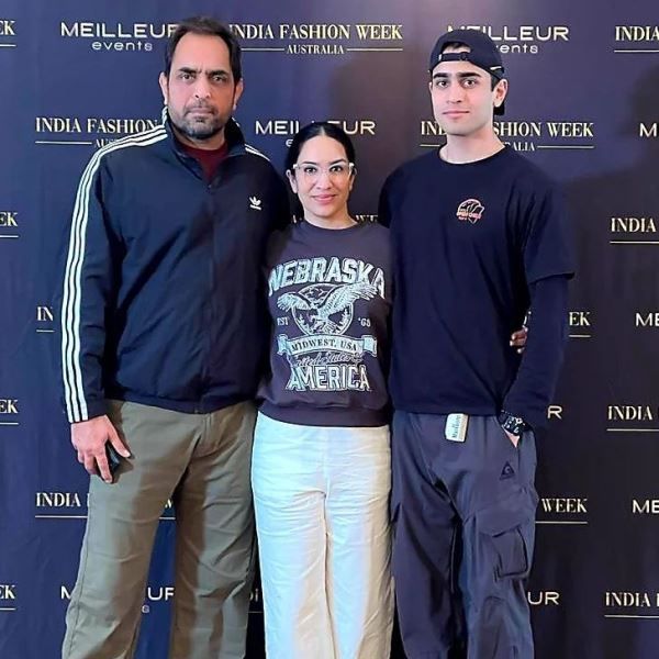 Vishwajeet Pradhan with his wife and son.