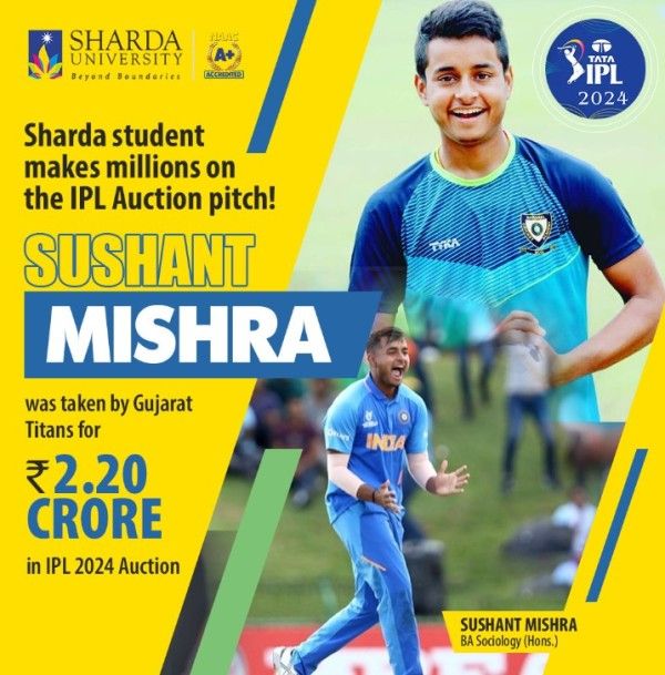 Sharda University's Facebook post for Sushant Mishra after IPL 2024 auction