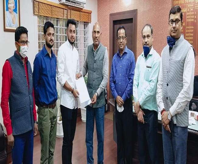 Sushant Mishra (third from left) with railway officials when he was appointed senior secretary.
