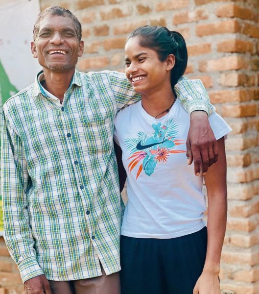 Sangita Kumari with her father Ranjit Manjhi.