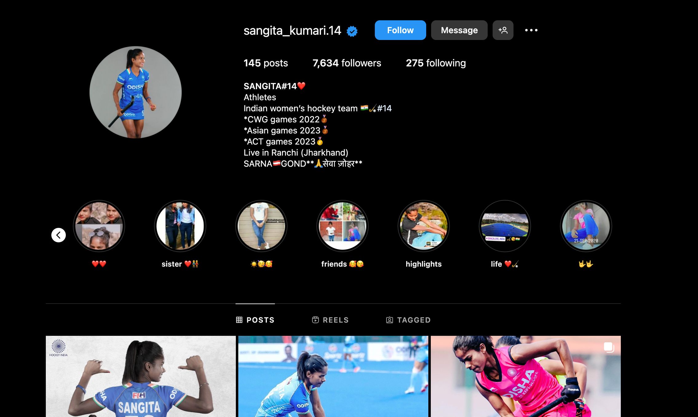 Instagram introduction of Sangita Kumari, who represents the tribal ‘Sarna’ religion.