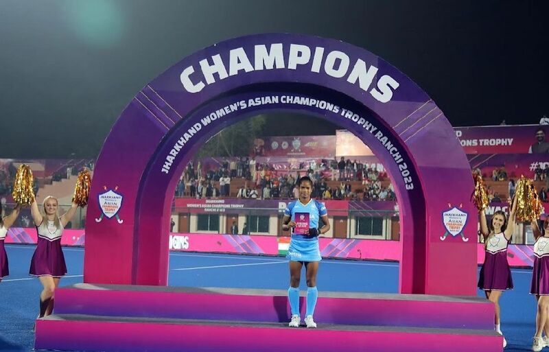 Sangita Kumari after winning the 7th Asian Women's Championship Trophy (2023)