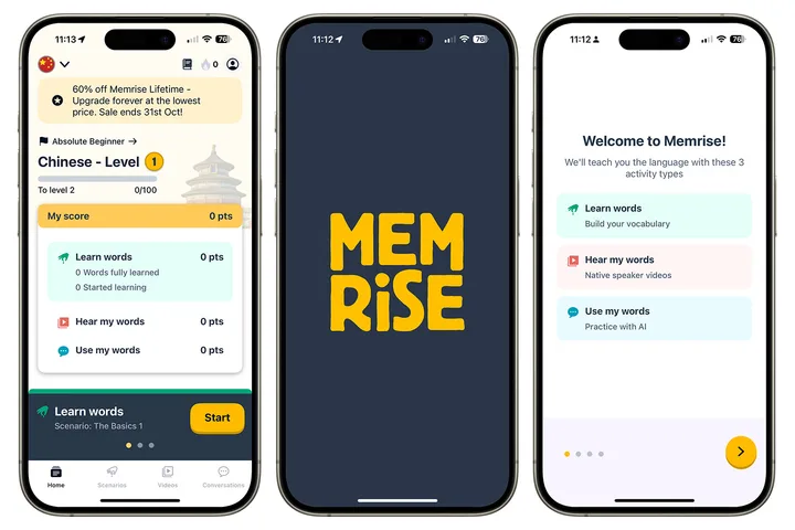 Memrise app for iPhone.