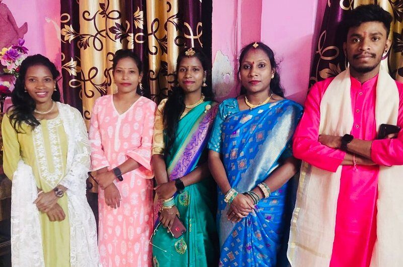 Nikki Pradhan (far left) and her siblings