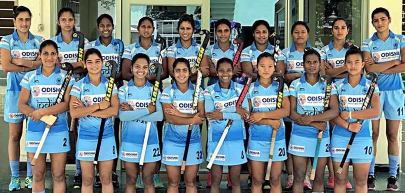 Nikki Pradhan (bottom row, fourth from right) with the squad selected for the 2018 Women's Asian Champions Trophy.