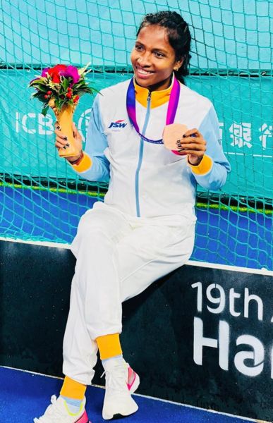 Nikki Pradhan after winning bronze medal at 19th Asian Games 2023