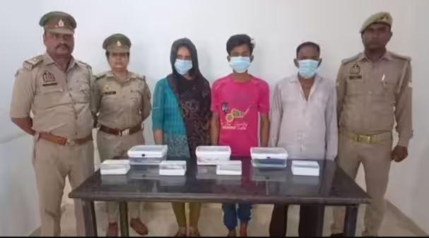 Seema Haider with her lover Sachin Meena and her father Netrapal Singh, who are in police custody.