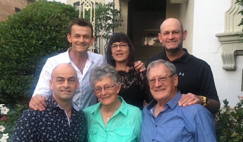 Adam Gilchrist (top left) with his parents and siblings.