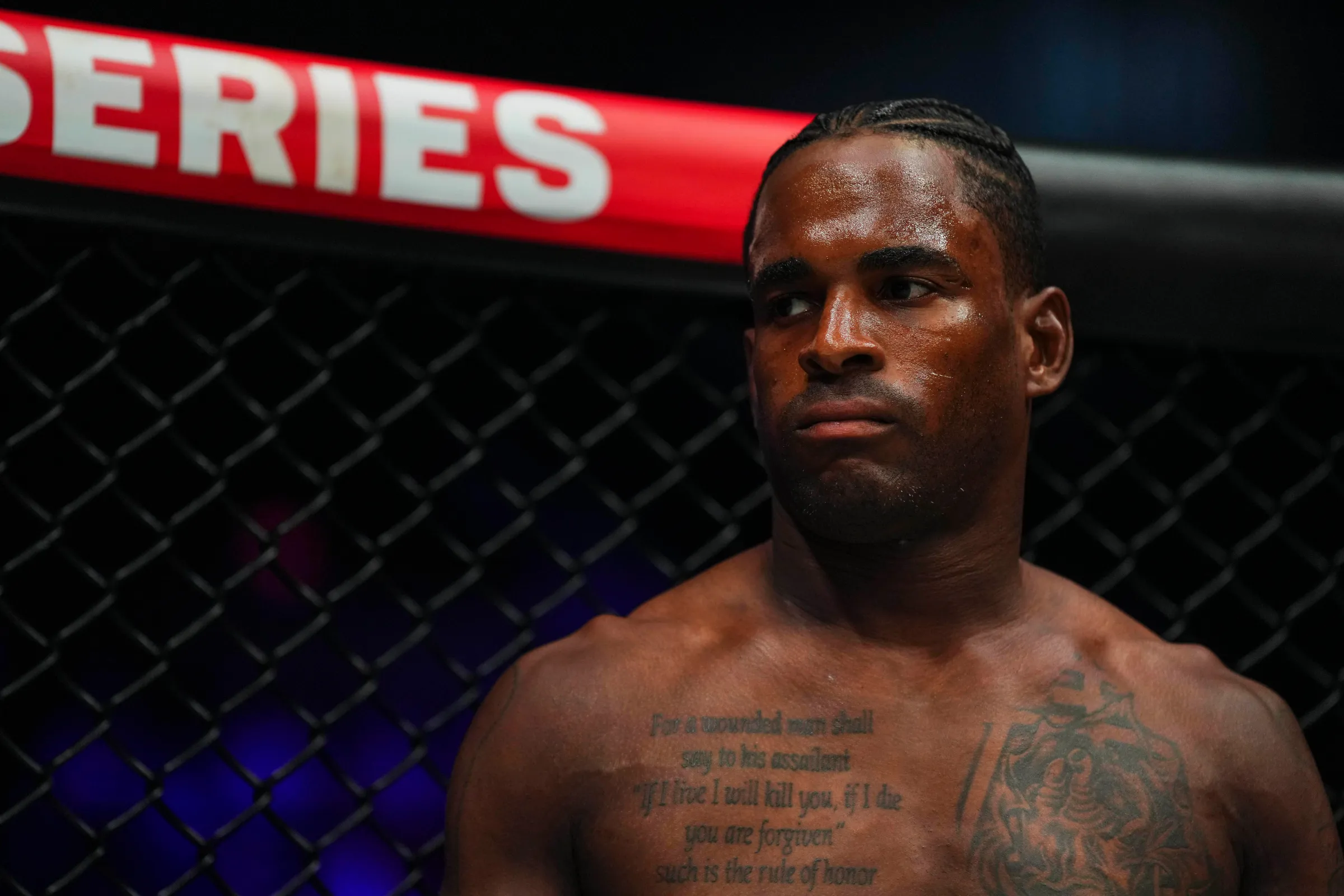 SAN DIEGO, CA - SEPTEMBER 7: Lorenz Larkin looks on before his fight against Levan Chokeli at Bellator Champions Series: San Diego at Pechanga Arena in San Diego, California on September 7, 2024. (Photo by Cooper Neill/Getty Images)
