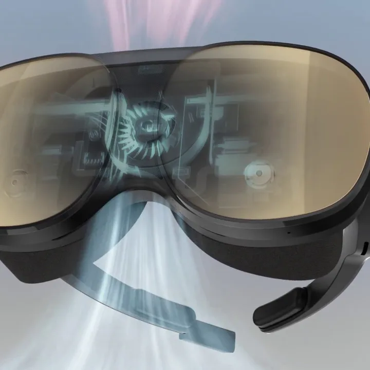 Active cooling system and onboard processing of the HTC Vive Flow standalone VR headset.