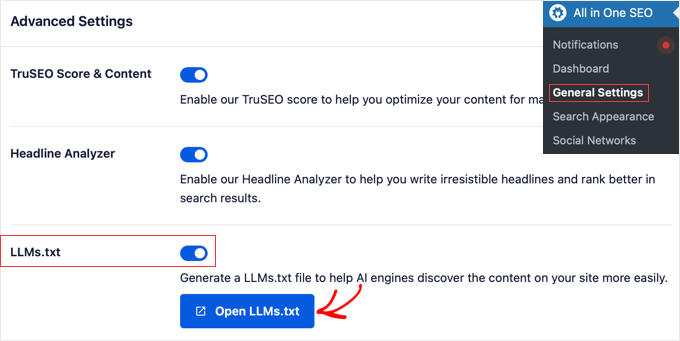 اپنی ورڈپریس سائٹ پر llms.txt فائل کو چالو کریں۔