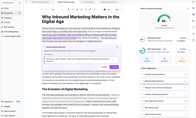 فقرے کے مواد کی اصلاح