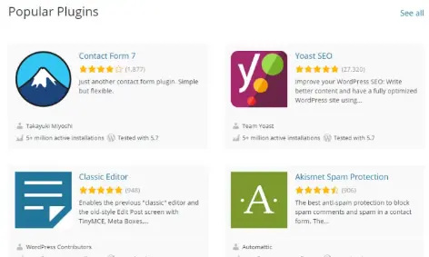 ورڈپریس کے لیے مقبول پلگ ان۔