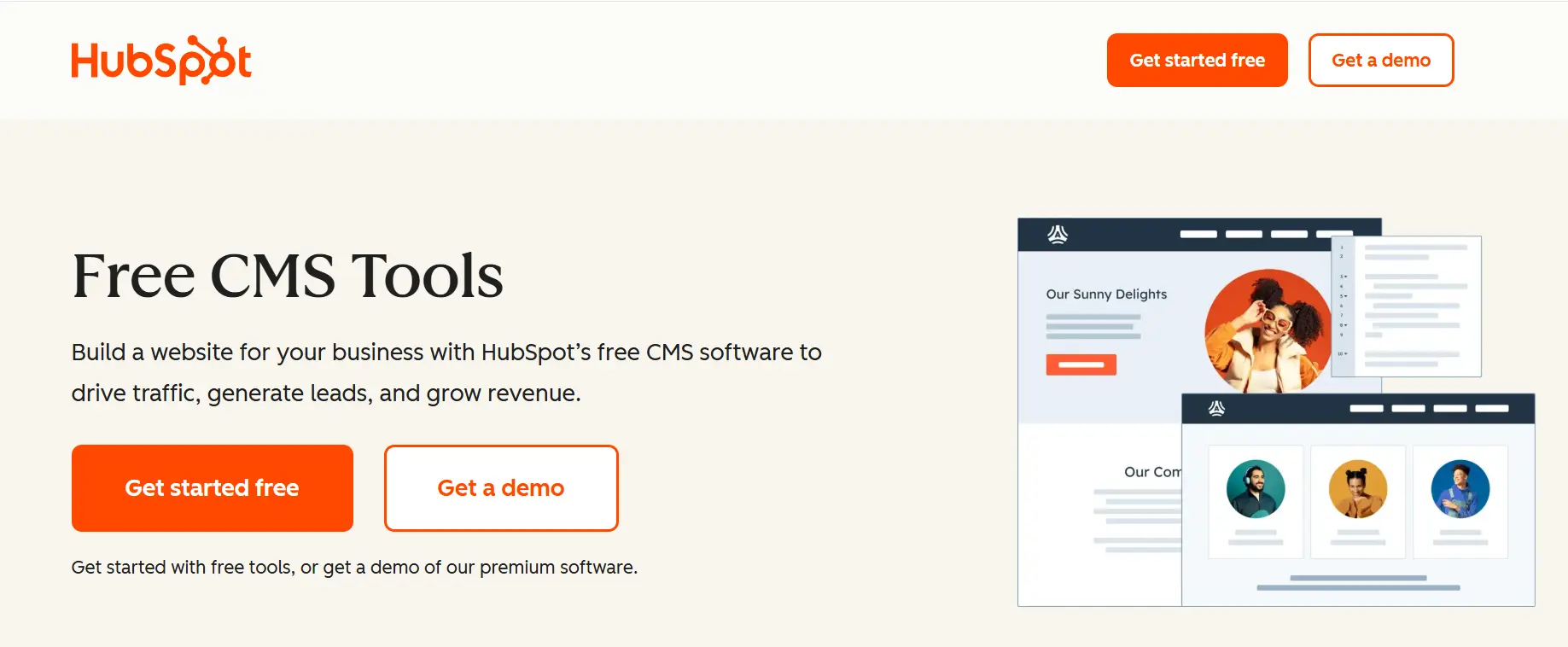 HubSpot ہوم پیج۔