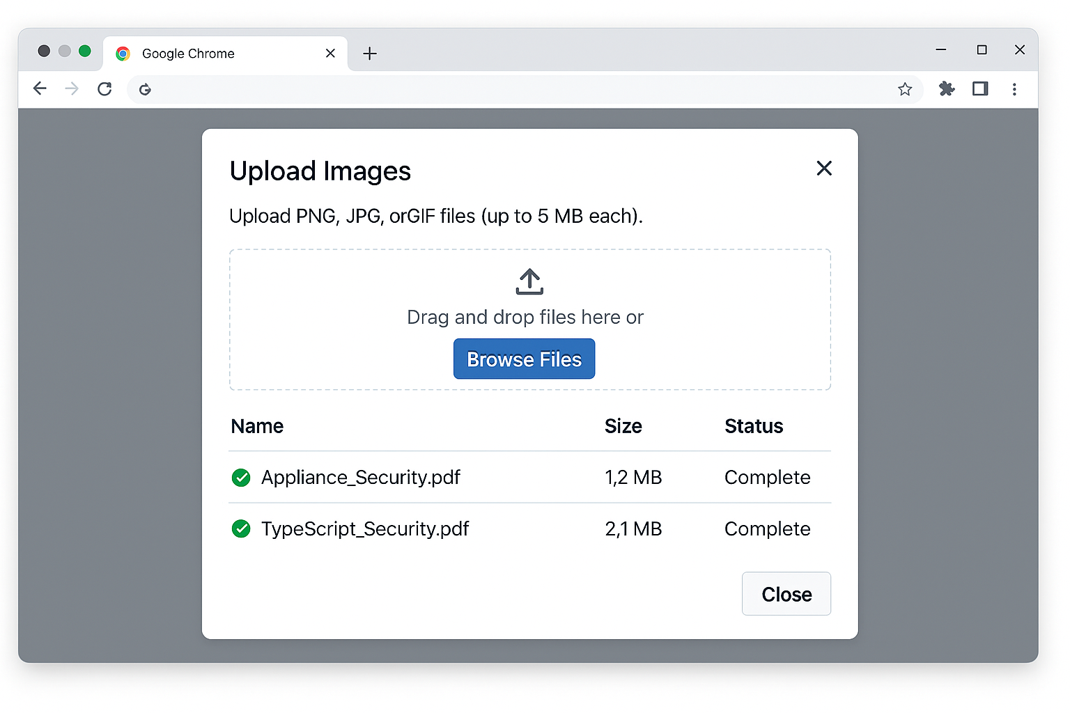دستاویز اپ لوڈ انٹرفیس فائل فارمیٹ کی ضروریات اور اپ لوڈ کے علاقوں کو ظاہر کرتا ہے۔