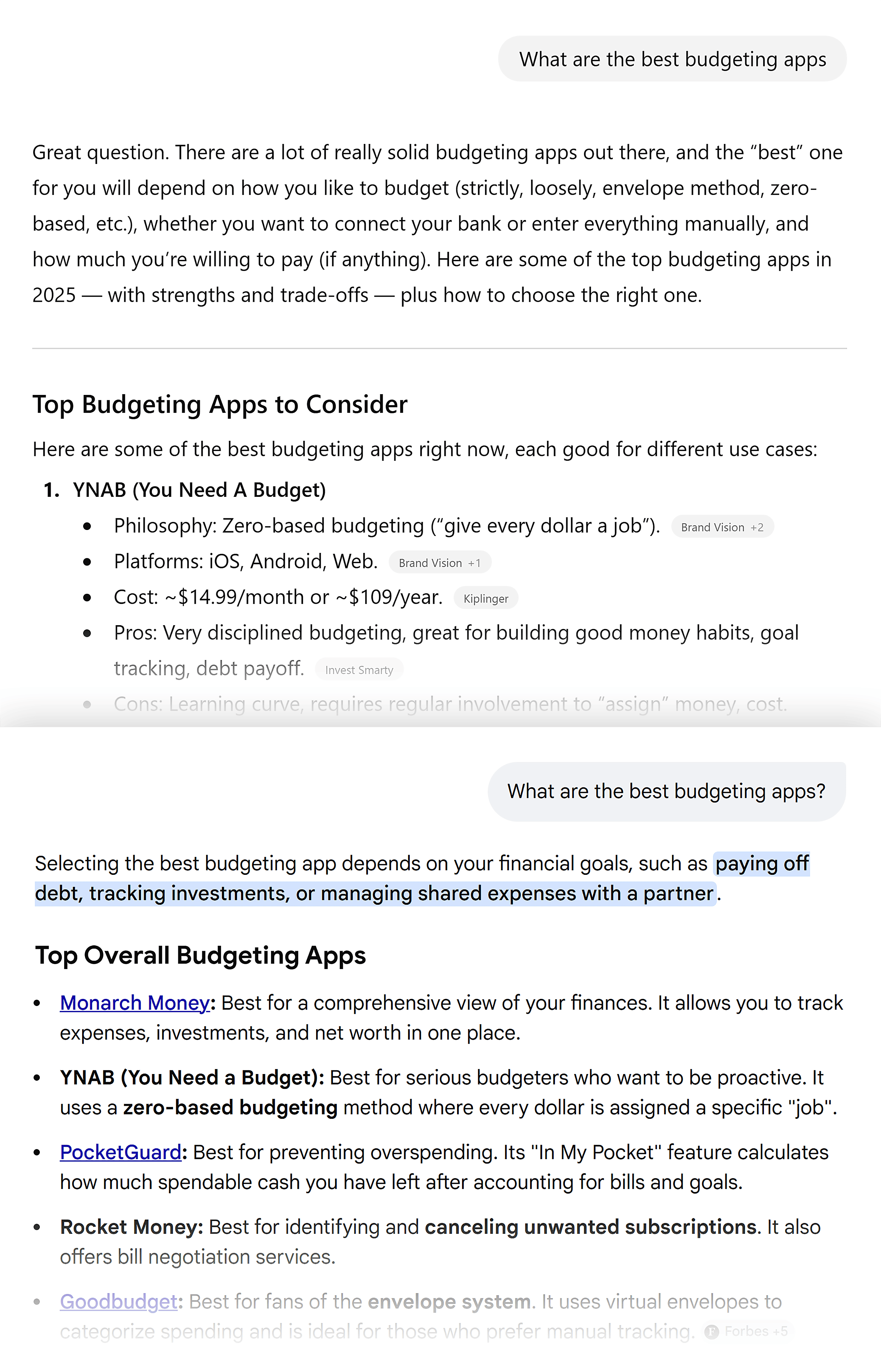 ChatGPT اور Google AI YNAB کی تجویز کرتے ہیں۔ ChatGPT اور Google AI YNAB کی تجویز کرتے ہیں۔