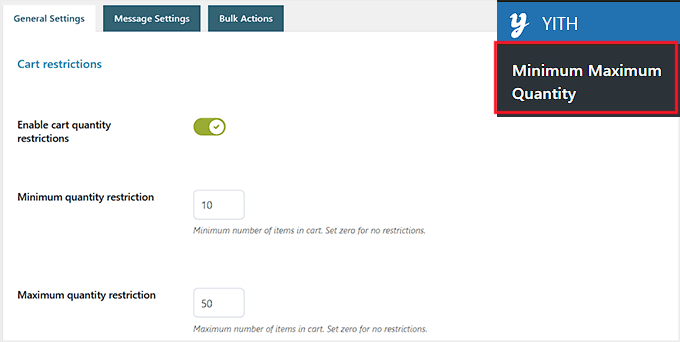 YITH میں کارٹ کی کم از کم اور زیادہ سے زیادہ مقدار کی حدیں ترتیب دیں۔ YITH میں کارٹ کی کم از کم اور زیادہ سے زیادہ مقدار کی حدیں ترتیب دیں۔