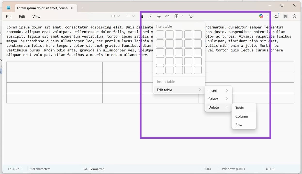 ونڈوز 11 نوٹ پیڈ میں ٹیبل کیسے بنائیں 4 ونڈوز 11 نوٹ پیڈ 5 میں ٹیبل کیسے بنائیں