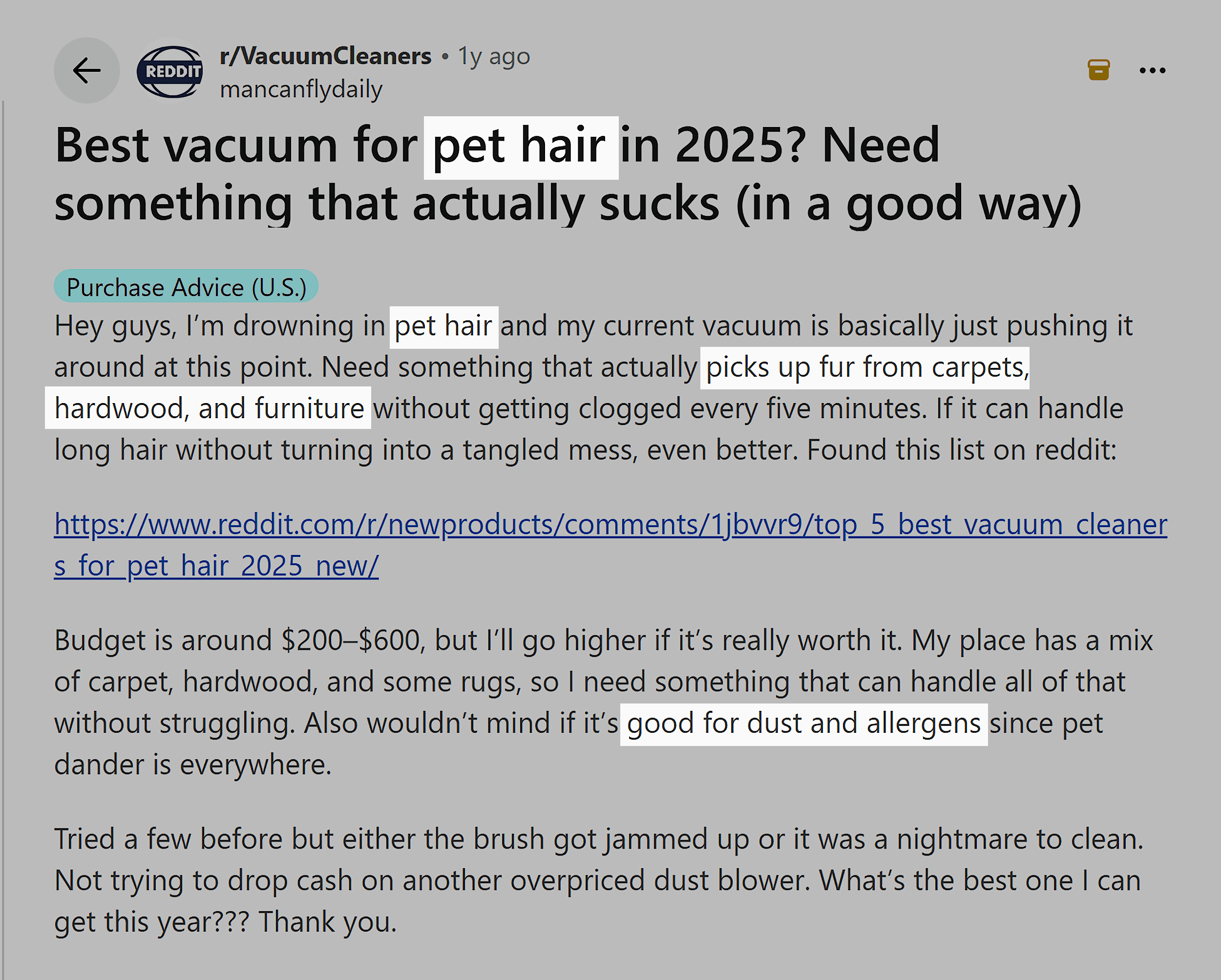 Reddit - پالتو جانوروں کے بالوں کے لیے بہترین ویکیوم کلینر Reddit - پالتو جانوروں کے بالوں کے لیے بہترین ویکیوم کلینر