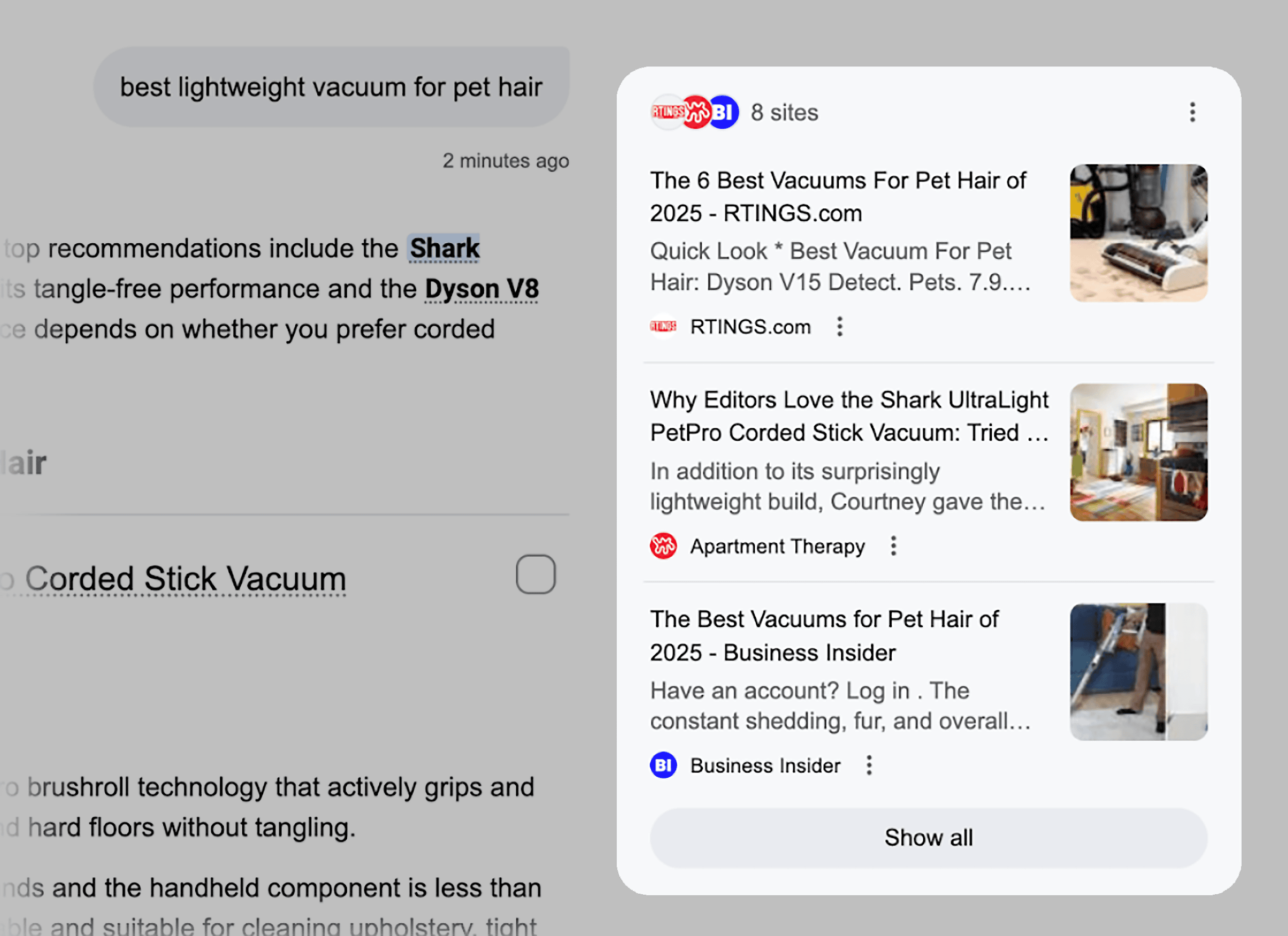 گوگل اے آئی موڈ - پالتو جانوروں کے بالوں کے لیے بہترین ہلکا پھلکا ویکیوم کلینر - ماخذ گوگل اے آئی موڈ - پالتو جانوروں کے بالوں کے لیے بہترین ہلکا پھلکا ویکیوم کلینر - ماخذ