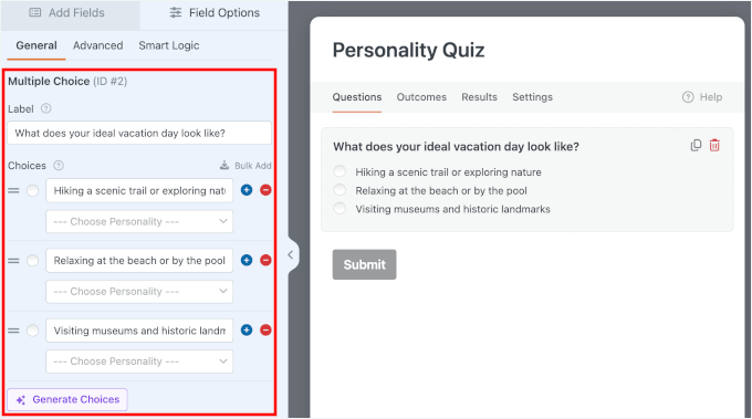متعدد انتخاب والے فیلڈز میں سوالات اور اختیارات شامل کریں۔ متعدد انتخاب والے فیلڈز میں سوالات اور اختیارات شامل کریں۔