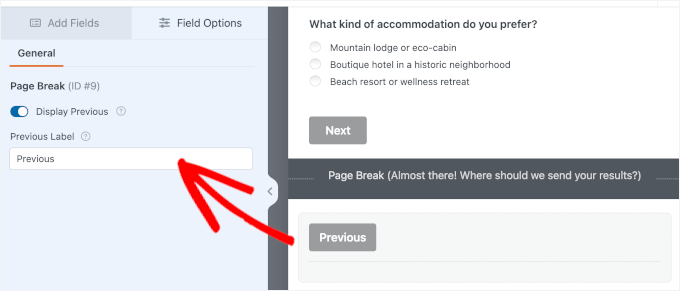 پچھلے بٹن کو چالو کریں۔ پچھلے بٹن کو چالو کریں۔