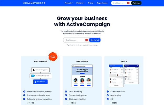 ActiveCampaign ہوم پیج