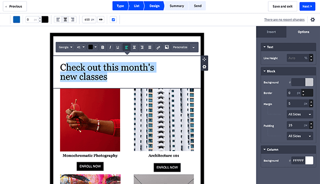 ای میل ایڈیٹر فعال مہمات