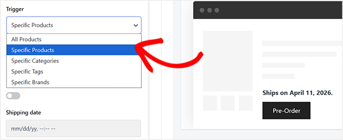 بیچنے والے سے پری آرڈر ٹرگر منتخب کریں۔ بیچنے والے سے پری آرڈر ٹرگر منتخب کریں۔