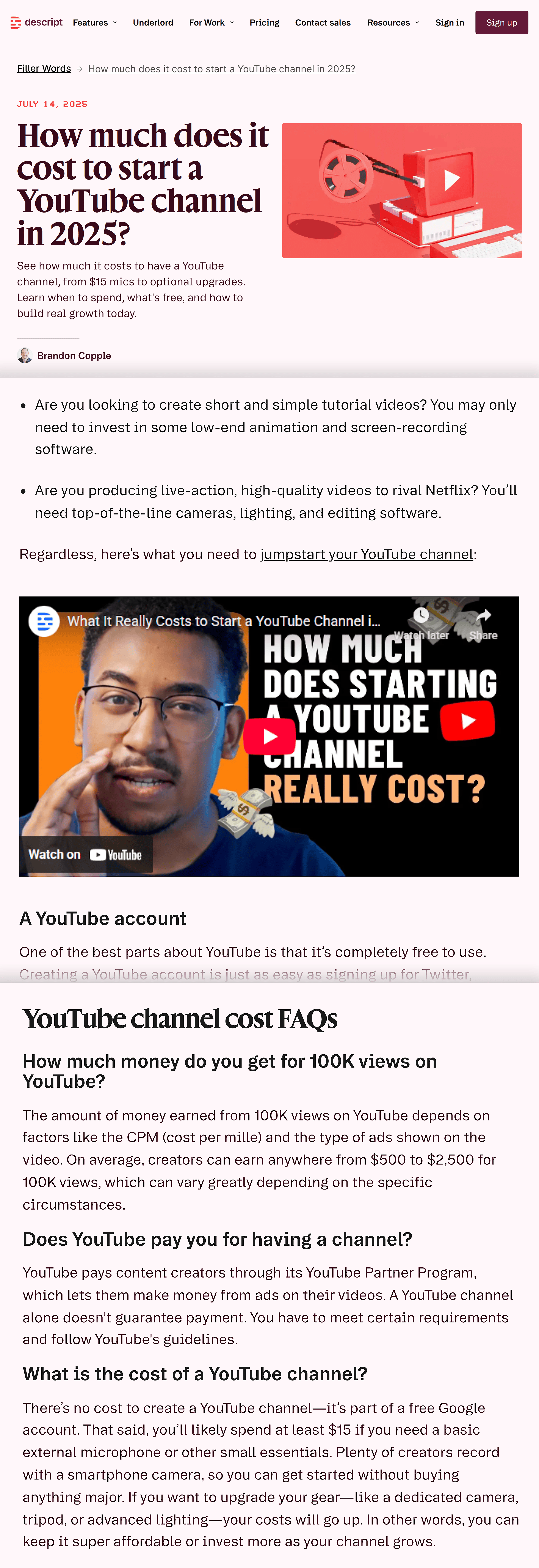 تفصیل - ایک YouTube چینل بنائیں