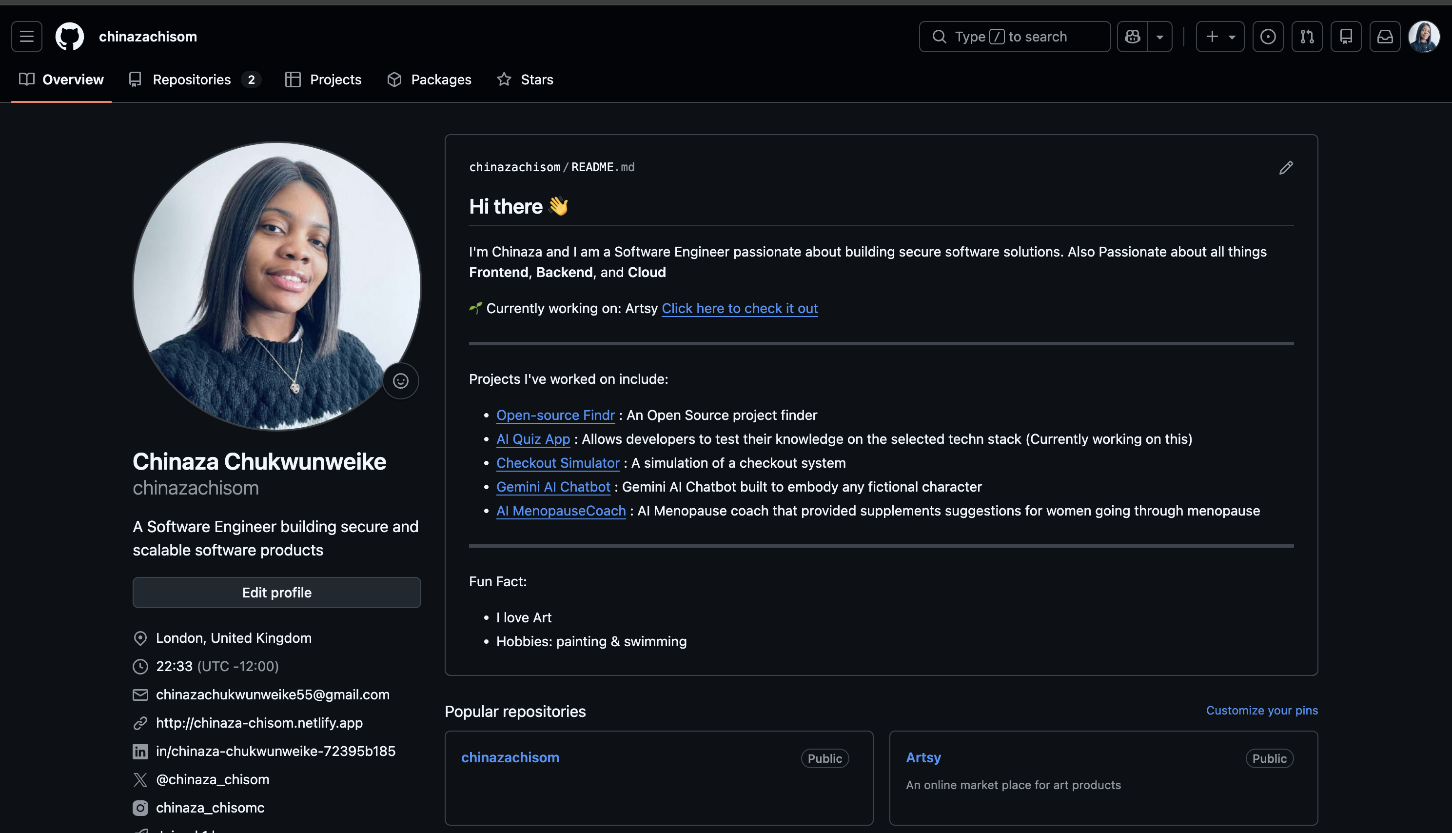 Github پروفائل نئی شامل کردہ README فائلوں کو دکھا رہا ہے۔