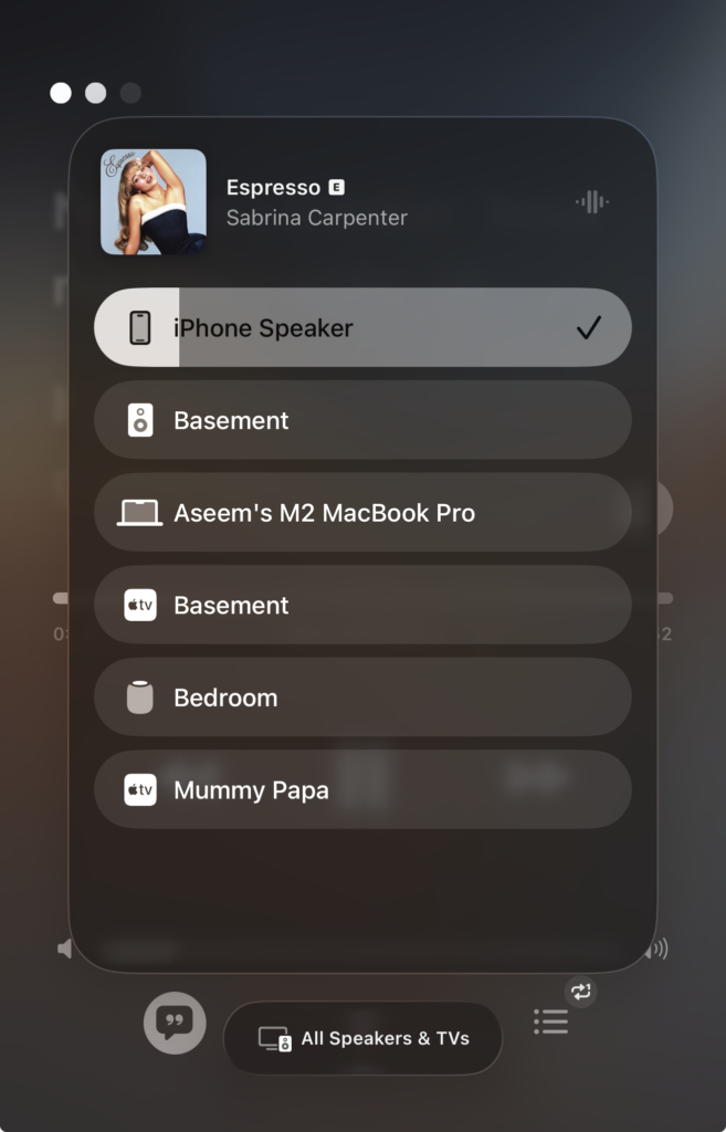 ایئر پلے آئٹم کی فہرست