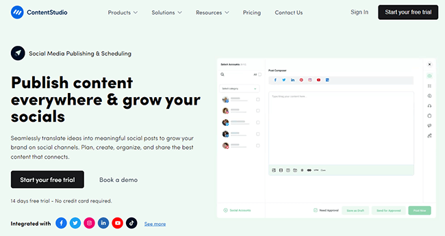 ContentStudio ریزرویشن ہوم پیج