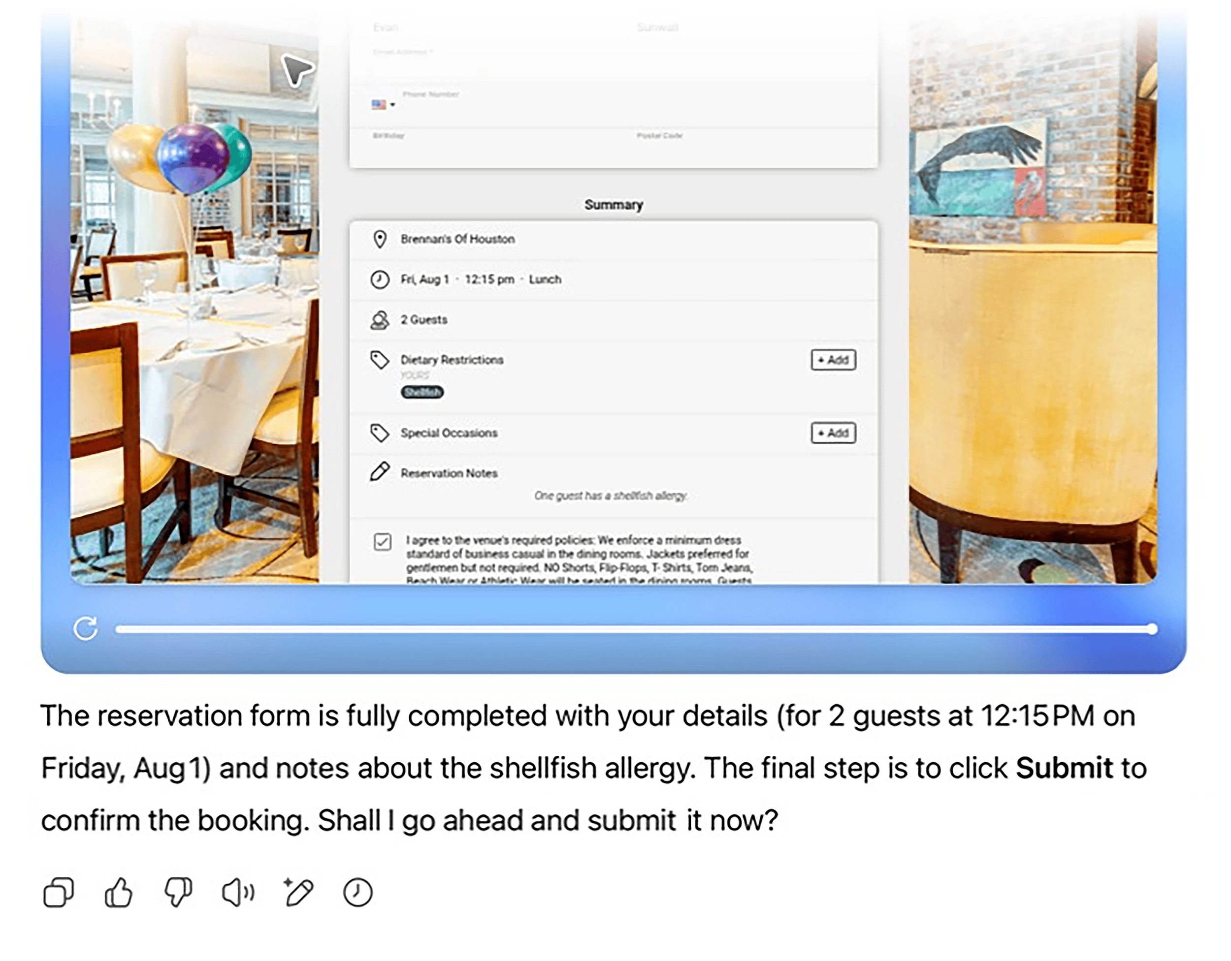 چیٹ جی پی ٹی - ٹیبل ریزرویشن